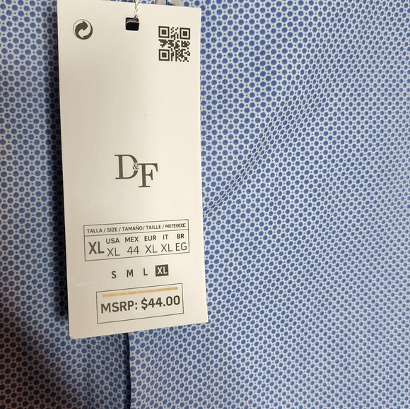 NWT Denim & Flower blue/white short sleeve button down shirt. Men's size XL - Picture 9 of 15